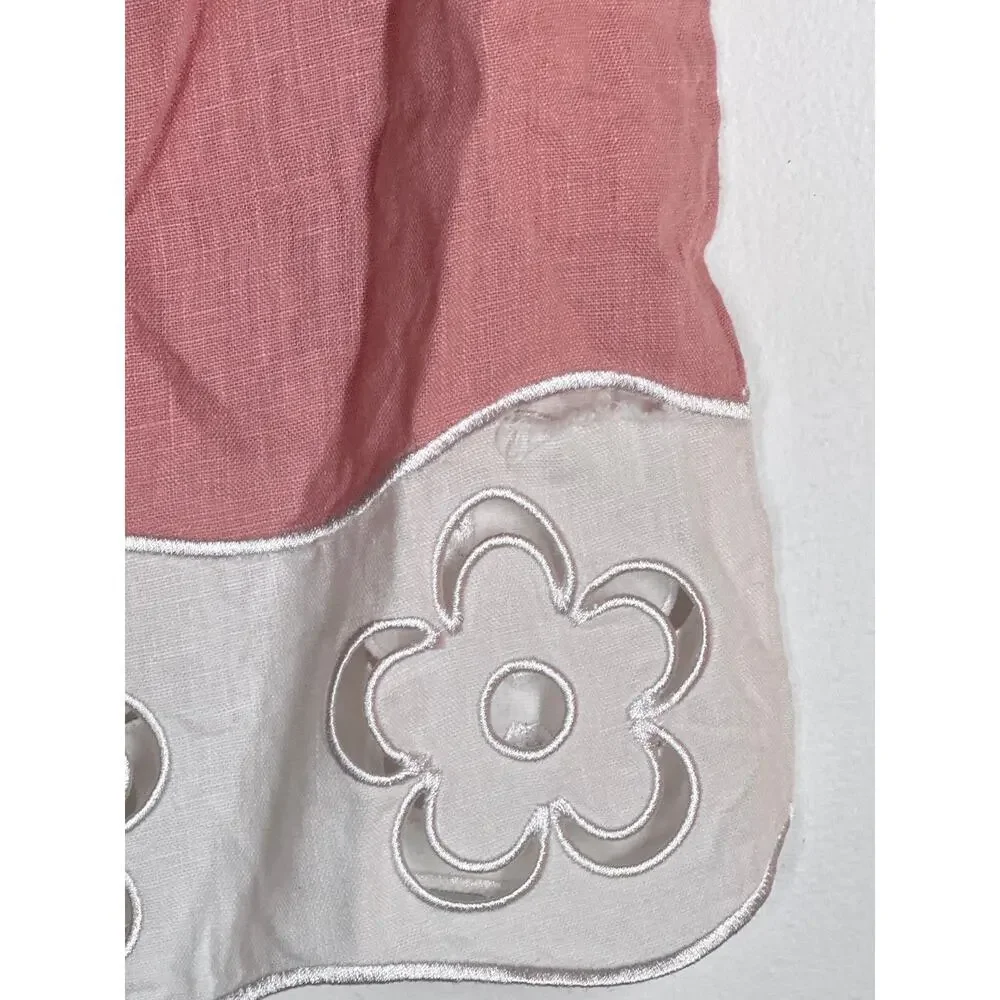 Staud Margaux Skirt Linen Floral Eyelet Embroidered Mini A-Line Pink White 10